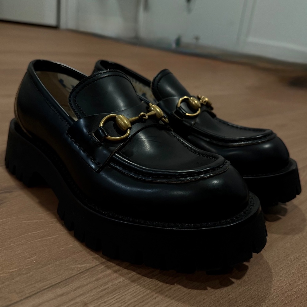 Gucci Horsebit Platform Loafers Women’s EU 36.5 / US 6.5 Black Leather w/ Box